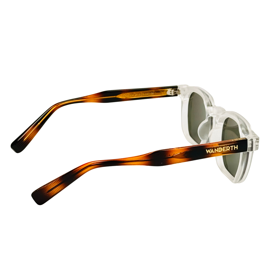 Wanderth Lentes De Sol Horizon Color Transparente Lente Verde Varilla Animal Print Armazón Transparente Diseño Fashion