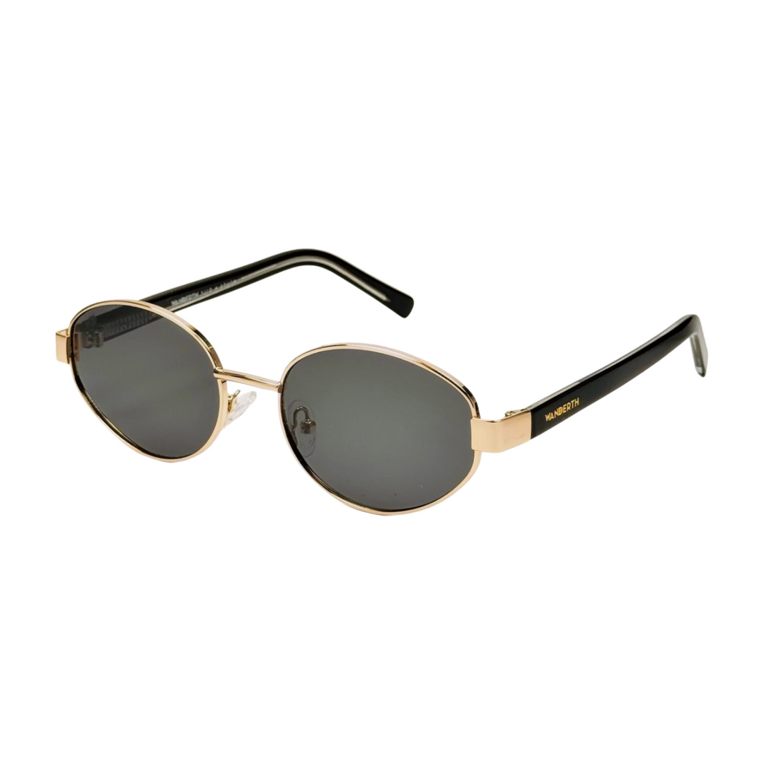 Wanderth Lentes De Sol Bali Color Dorado Lente Negro Varilla Negro Armazón Dorado Diseño Fashion