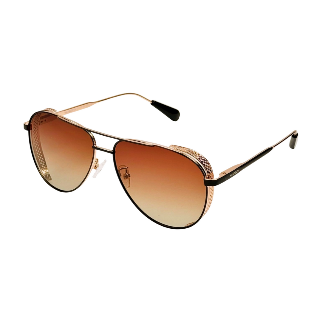 Wanderth Lentes De Sol Skyline Color Dorado Lente Marrón Varilla Dorado Armazón Dorado Diseño Classic