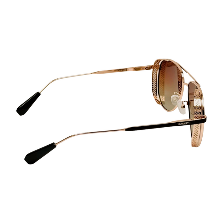 Wanderth Lentes De Sol Skyline Color Dorado Lente Marrón Varilla Dorado Armazón Dorado Diseño Classic