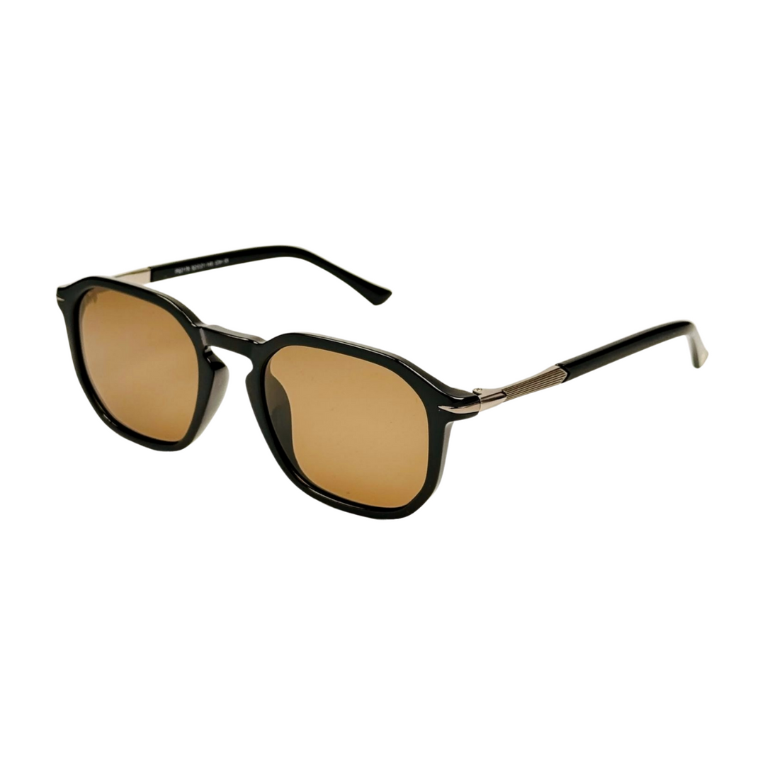 Wanderth Lentes De Sol Arcadia Color Negro Lente Marrón Varilla Negro/plateado Armazón Negro Diseño Fashion