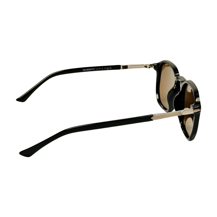 Wanderth Lentes De Sol Arcadia Color Negro Lente Marrón Varilla Negro/plateado Armazón Negro Diseño Fashion