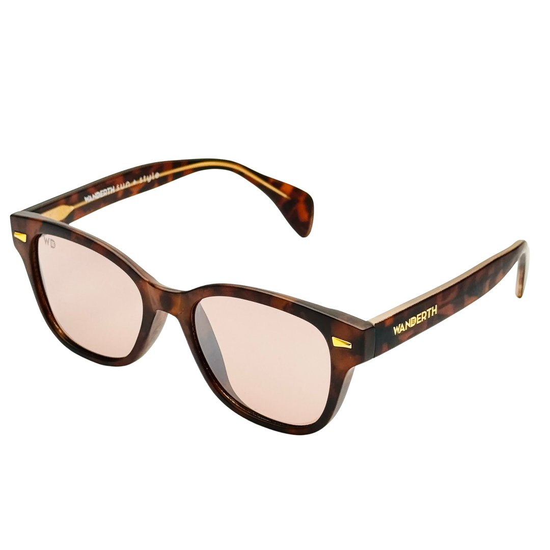 Wanderth Lentes De Sol Bruno Color Animal Print Lente Marrón Varilla Animal Print Armazón Animal Print Diseño Casual
