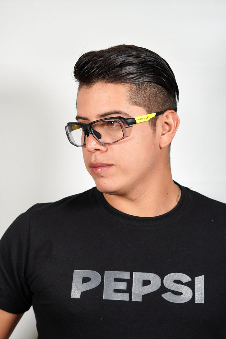 Wanderth  Gafas Seguridad Industrial Cyberlux Negro/transparente/brazo Amarillo